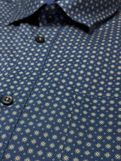 Chemise manches longues marine à motif