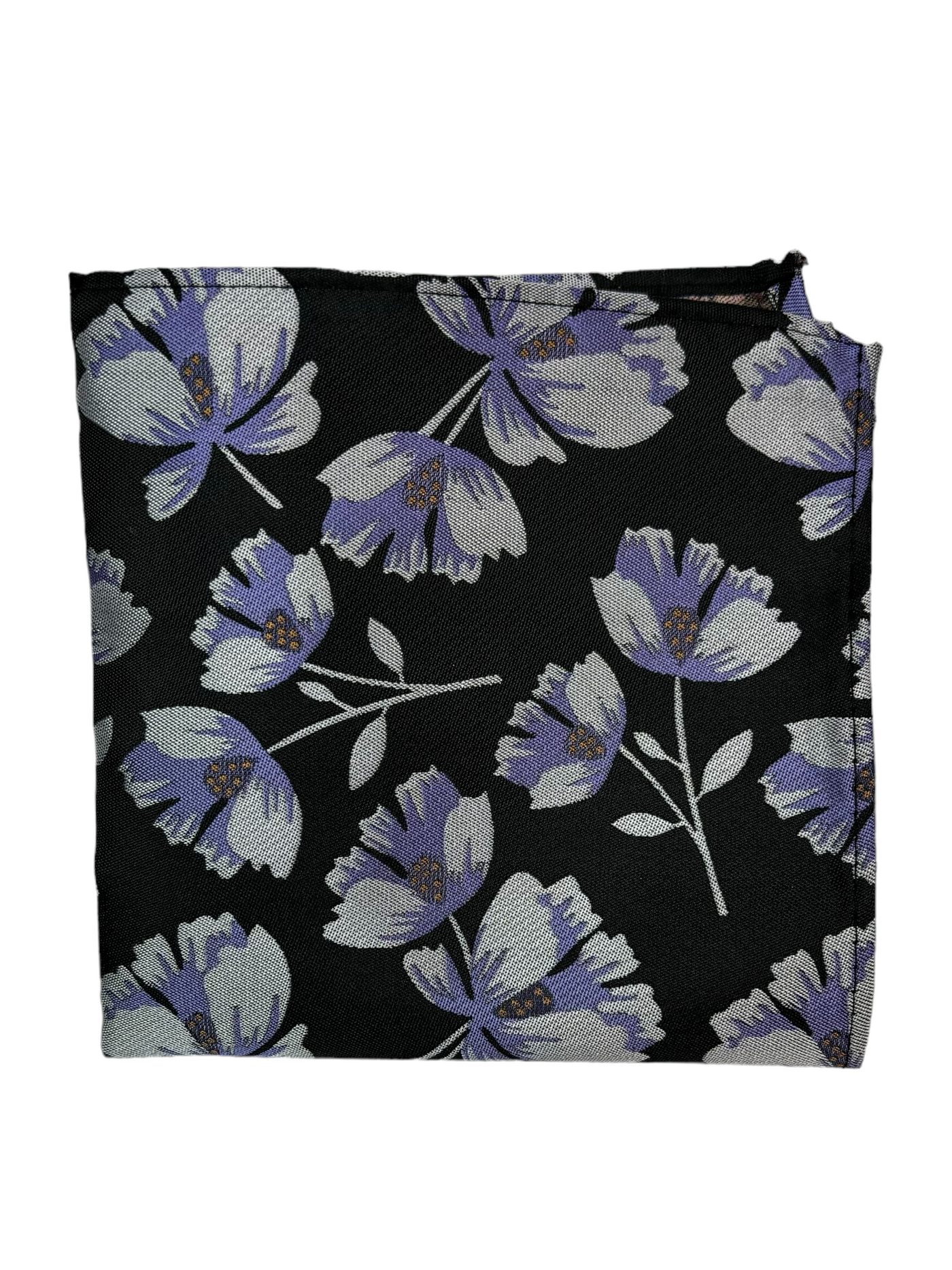 Mouchoir de poche noir à motif floral mauve