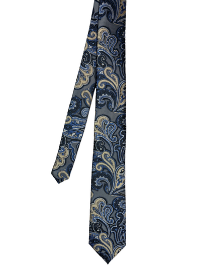 Cravate bleue à motif paisley