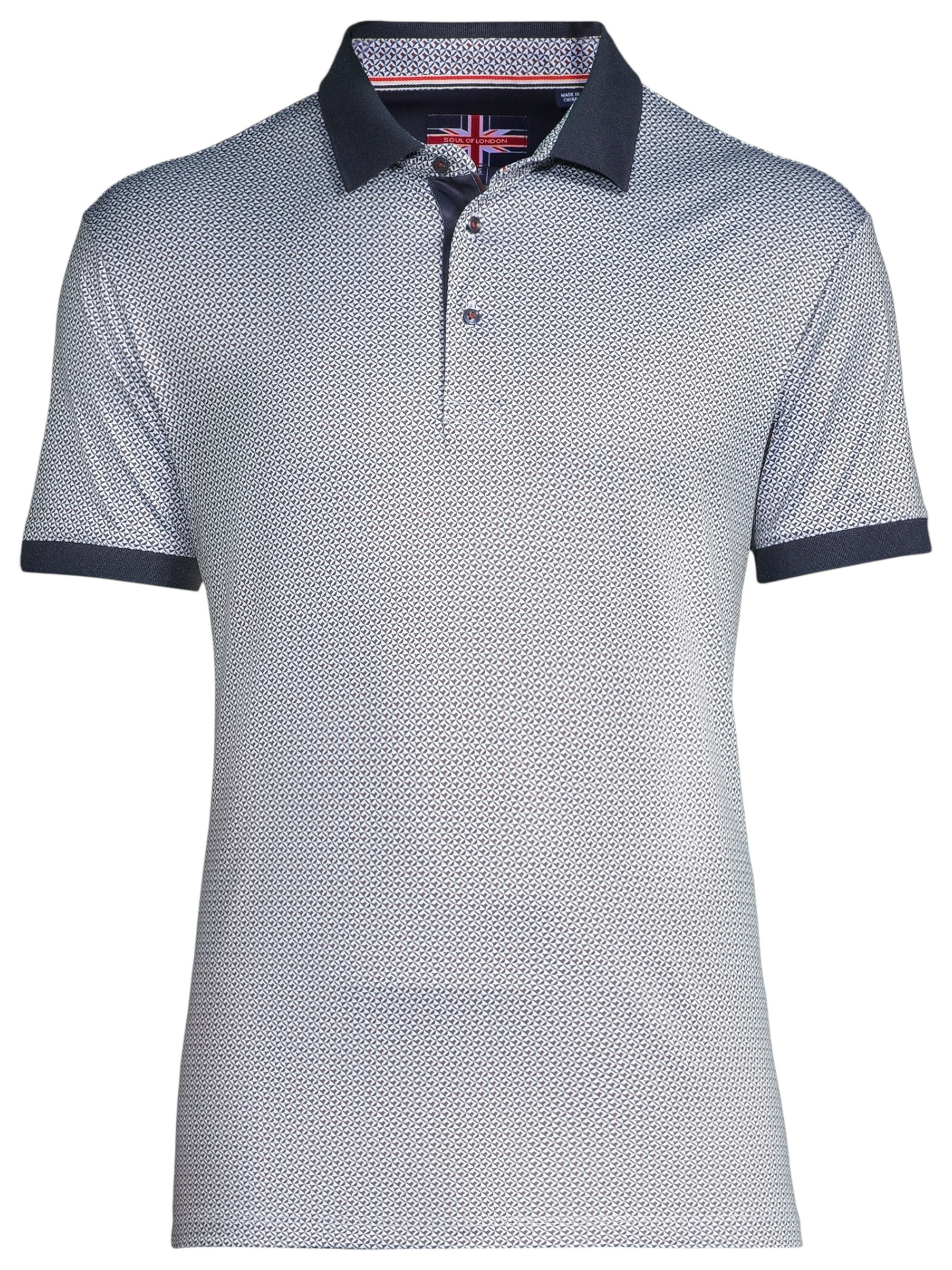 Polo performance manches courtes blanc à motif