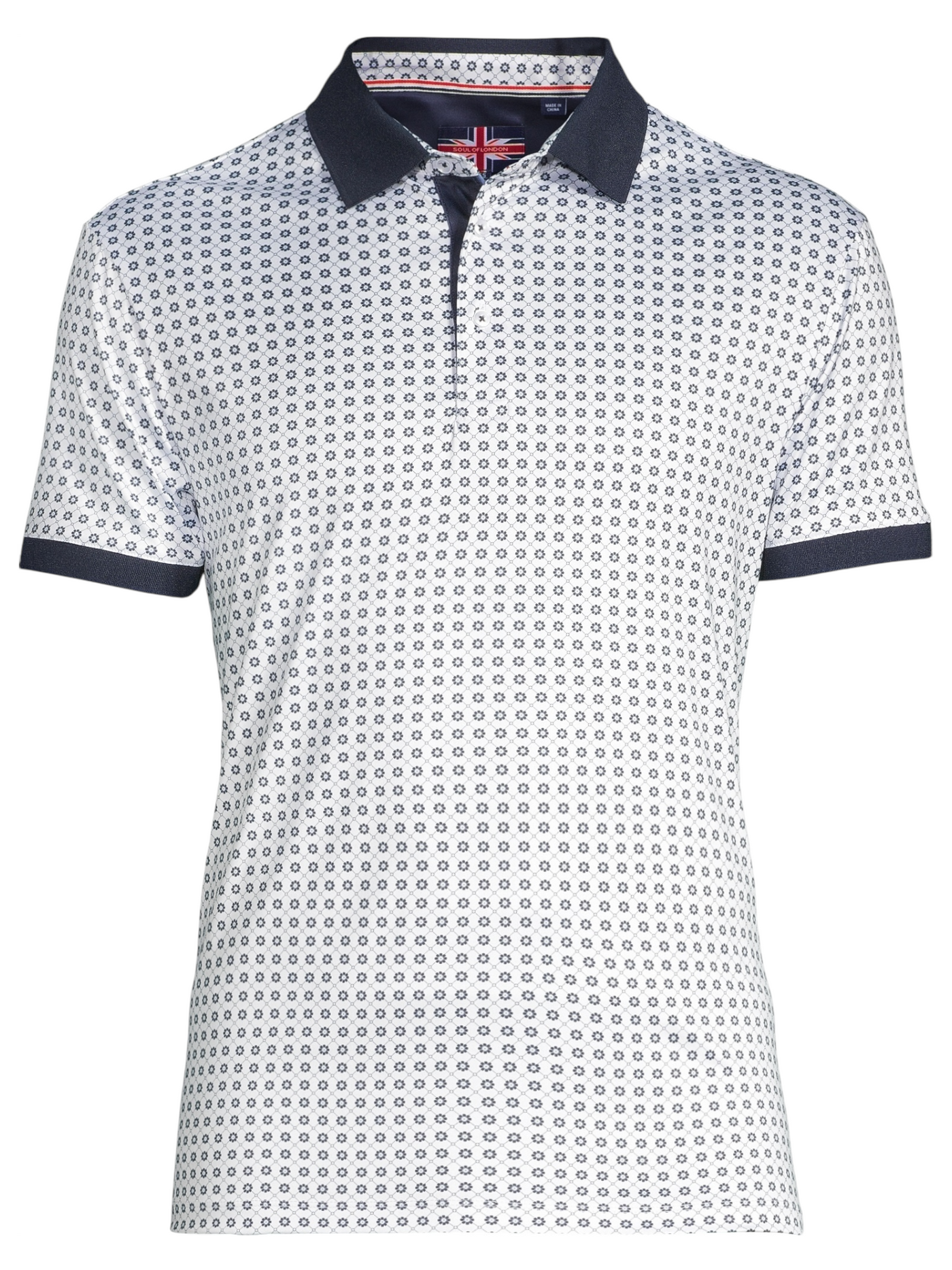 Polo performance manches courtes blanc à motif