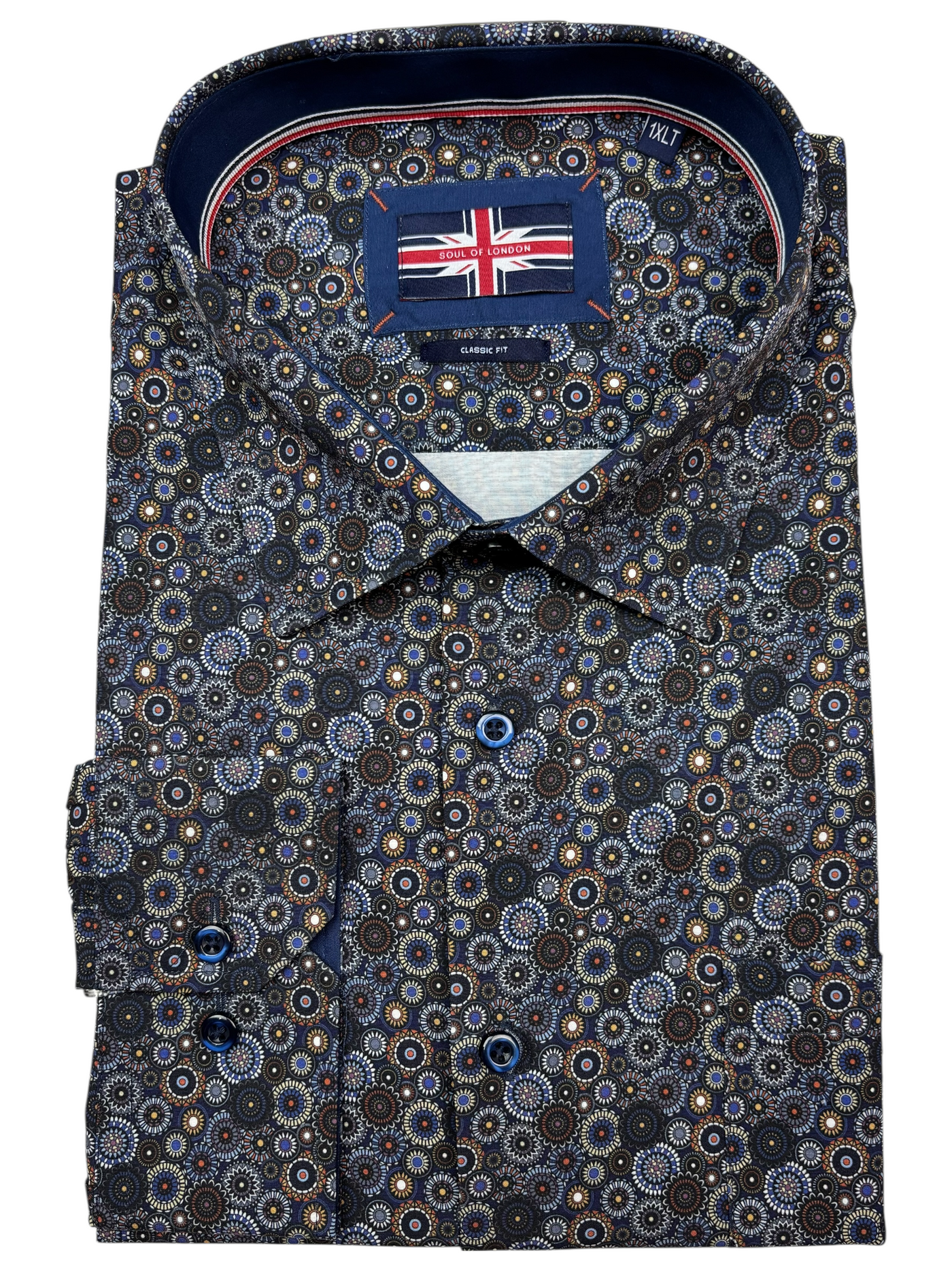 Chemise manches longues performante extensible à motif circulaire