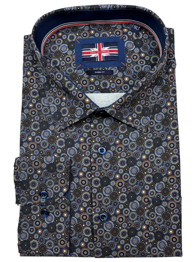 Chemise manches longues performante extensible à motif circulaire