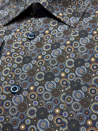 Chemise manches longues performante extensible à motif circulaire