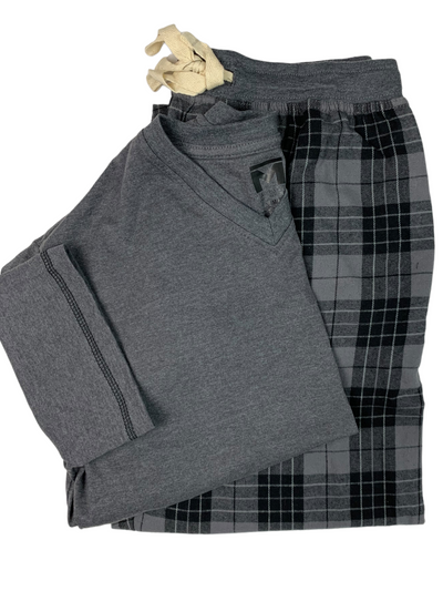 Pyjama 2 pièces à carreaux gris