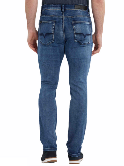 Jeans bleu extensible coupe ajustée