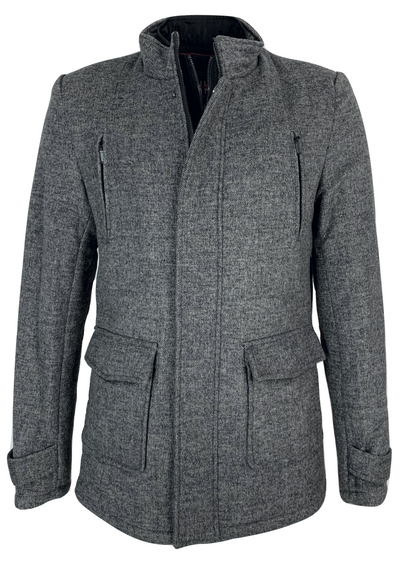 Manteau gris chiné en laine