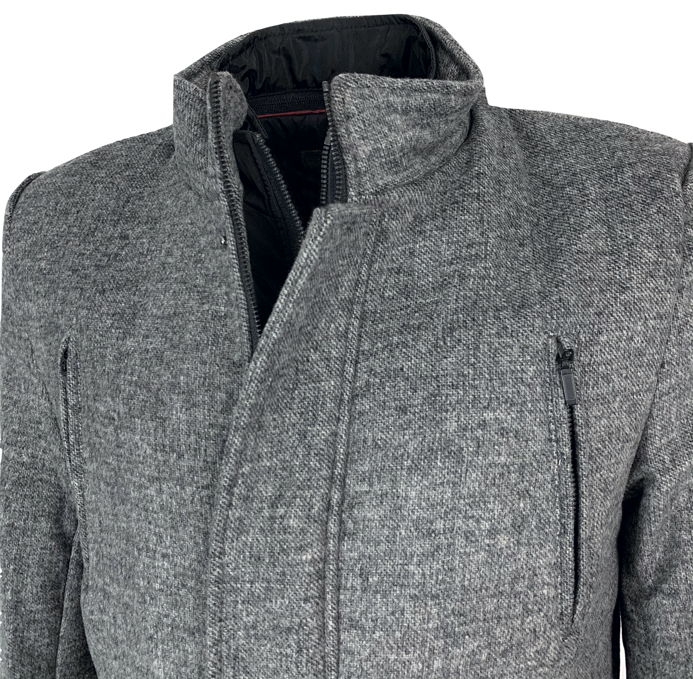 Manteau gris chiné en laine