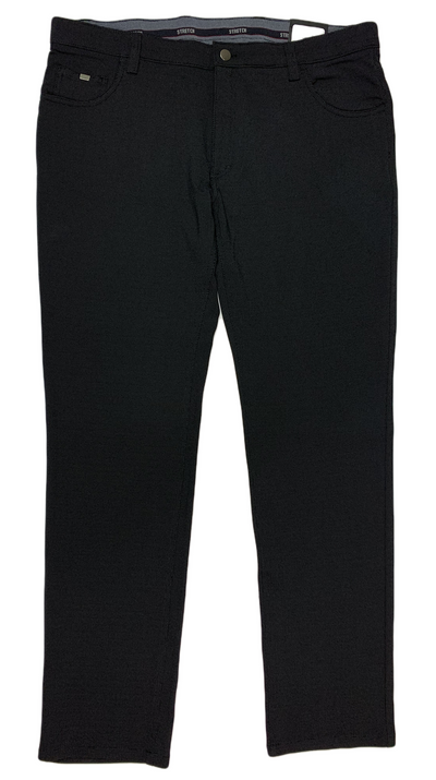 Pantalon extensible noir à micro pois