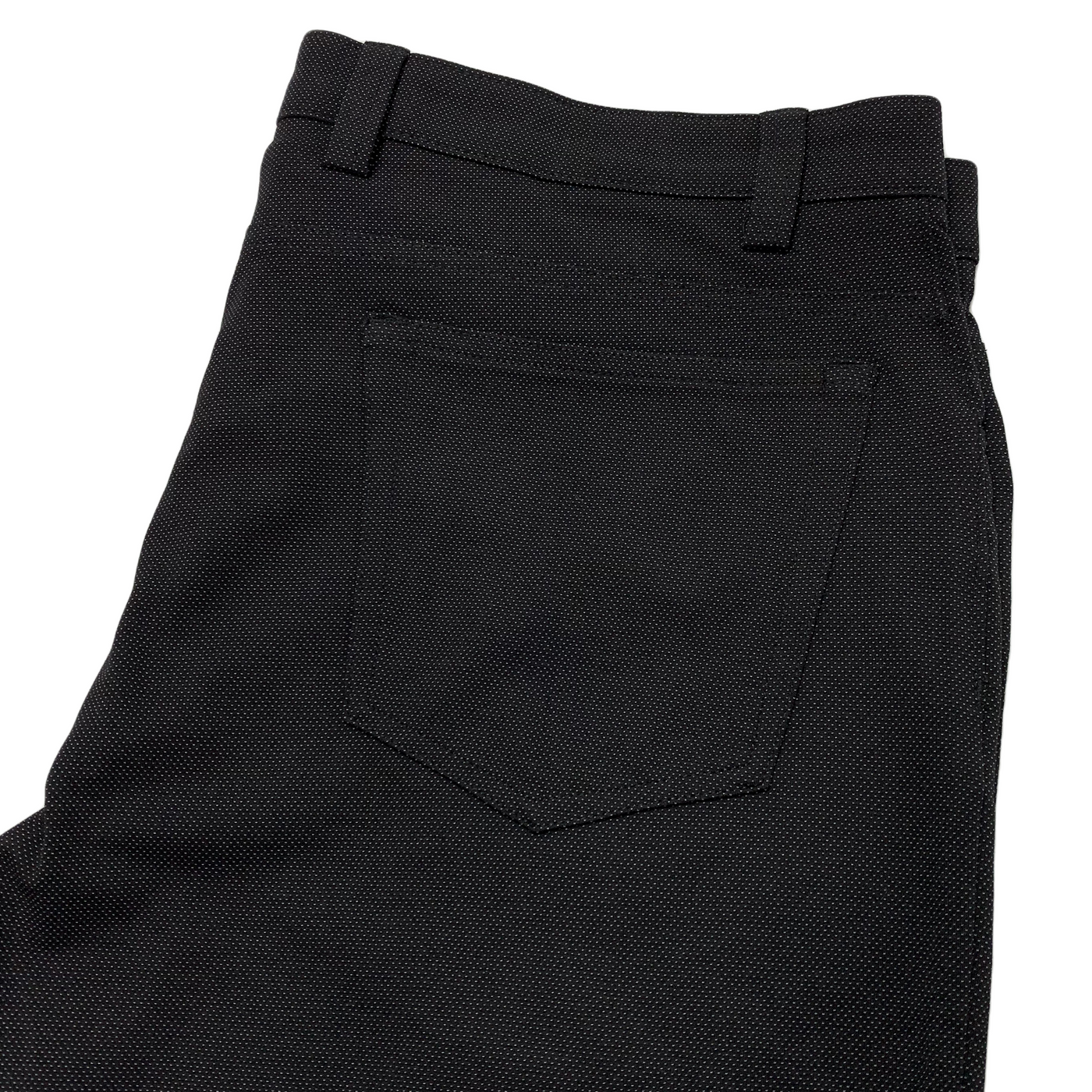 Pantalon extensible noir à micro pois