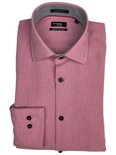 Chemise habillée microfibre rose à manches longues coupe ajustée