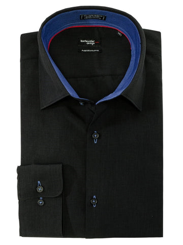 Chemise habillée microfibre noire à manches longues coupe ajustée