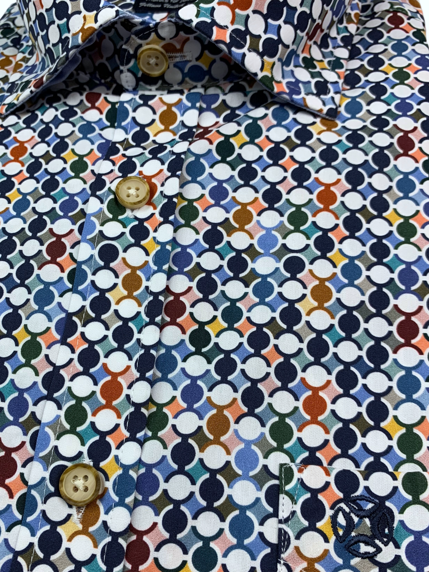 Chemise manches courtes à imprimé circulaire multicolore