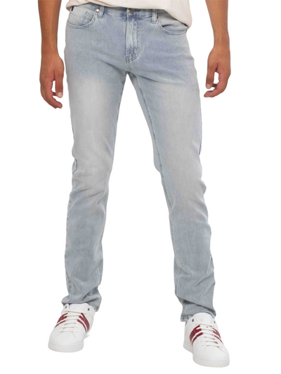 Jeans bleu blanchi coupe ajustée
