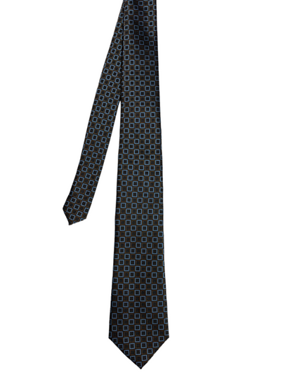 Cravate brune à motif carré