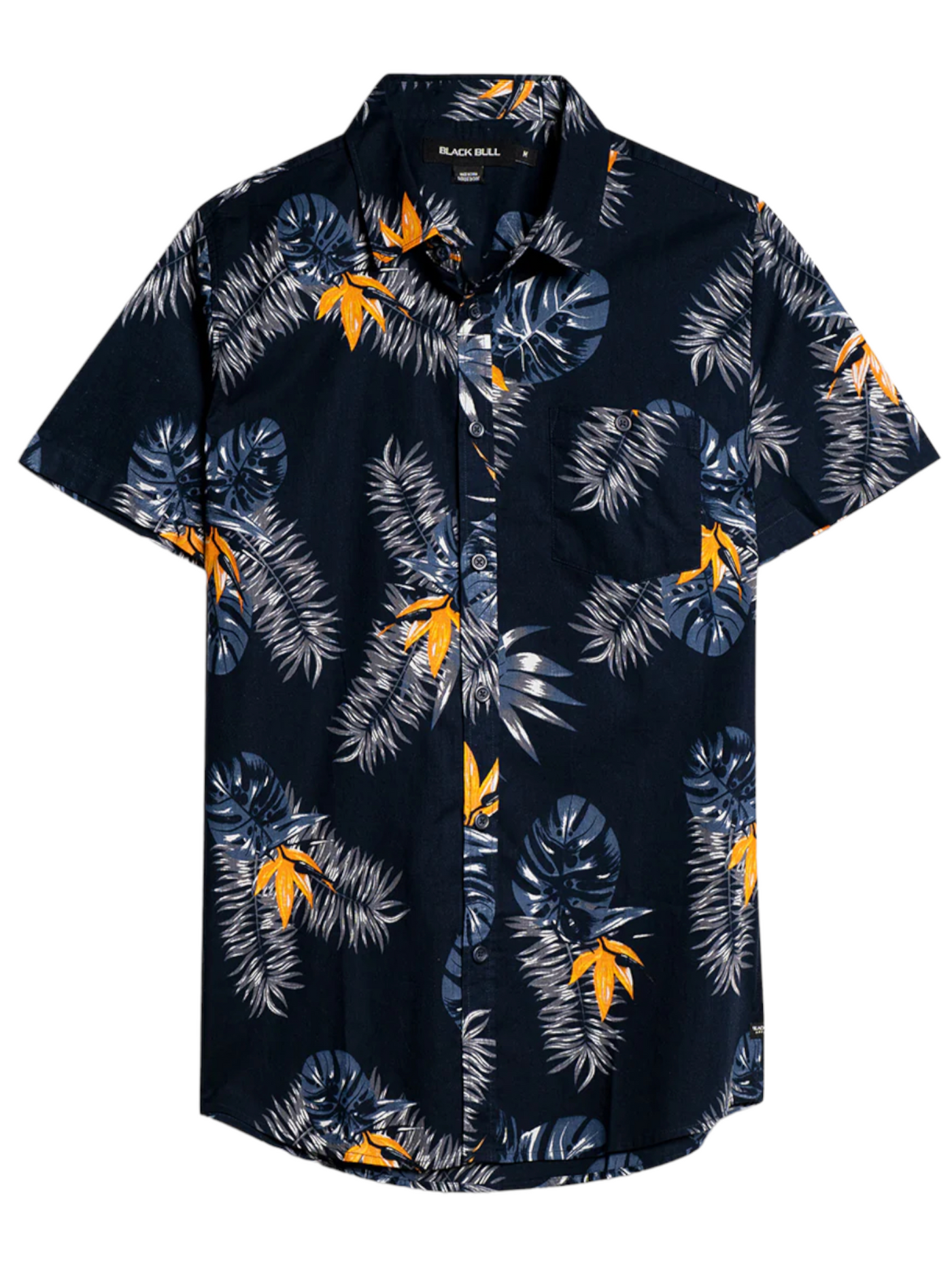 Chemise manches courtes marine à imprimé tropical Ozzy