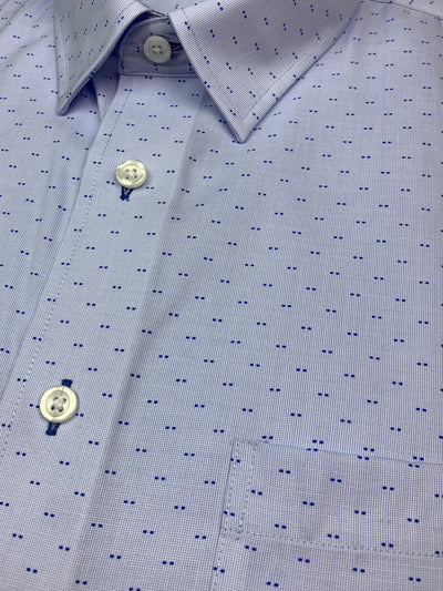 Chemise manches courtes bleue à micro motif