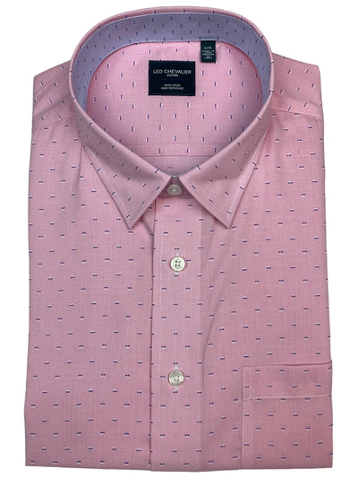 Chemise manches courtes rose à micro motif