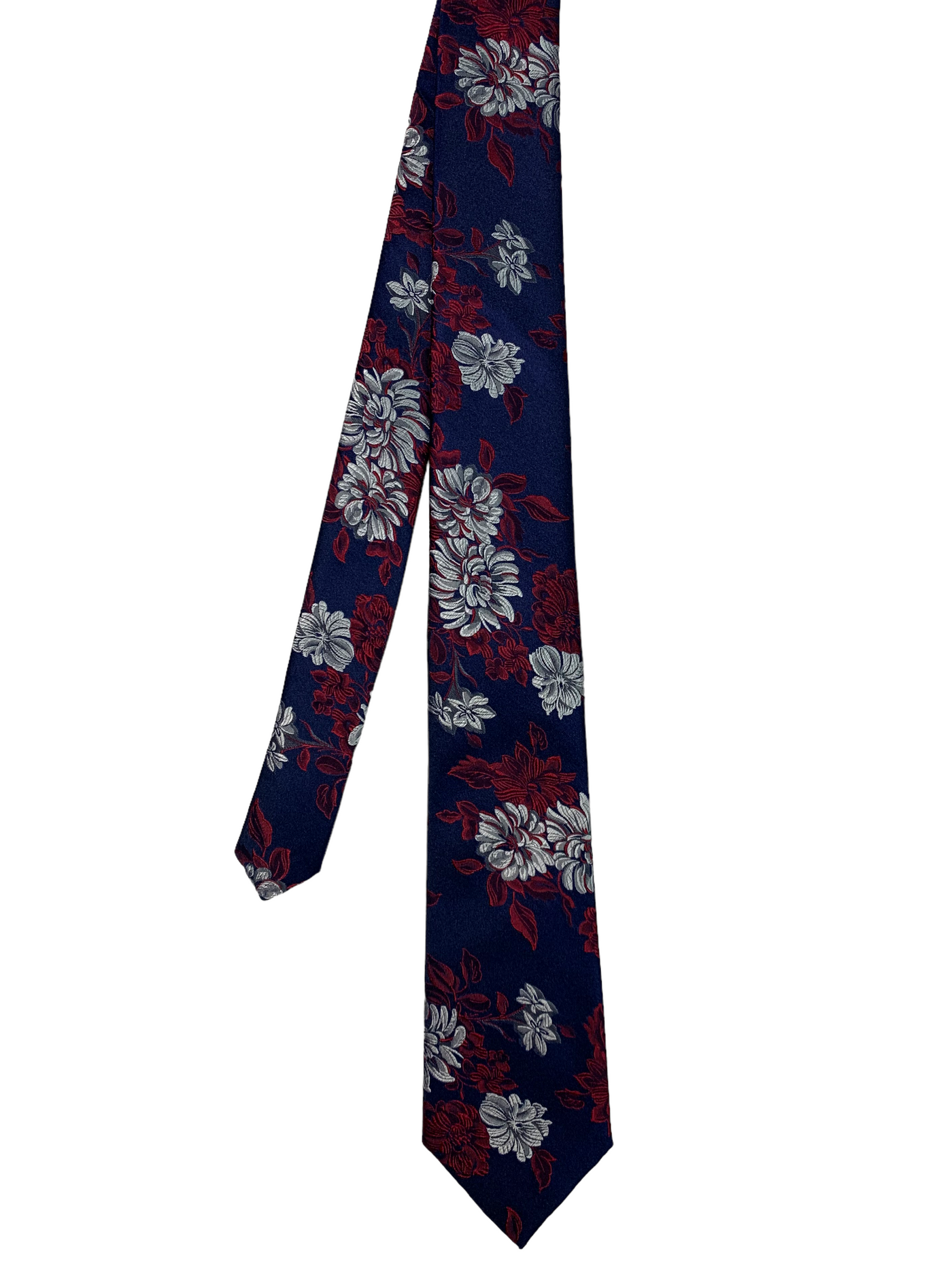 Cravate bourgogne à motif floral