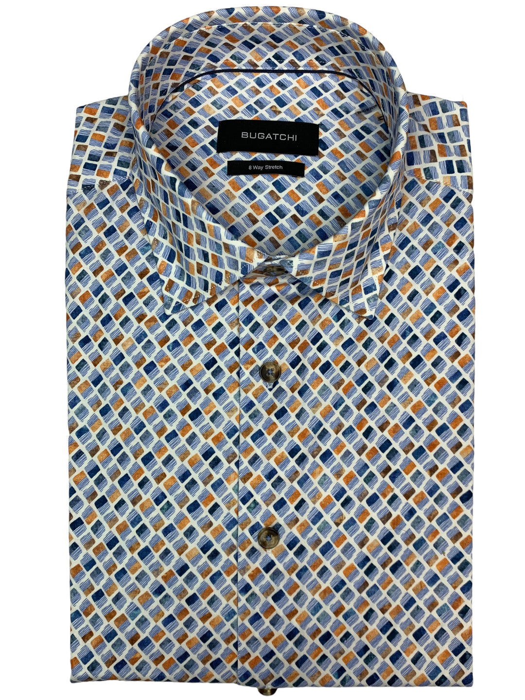 Chemise manches courtes extensible à motif