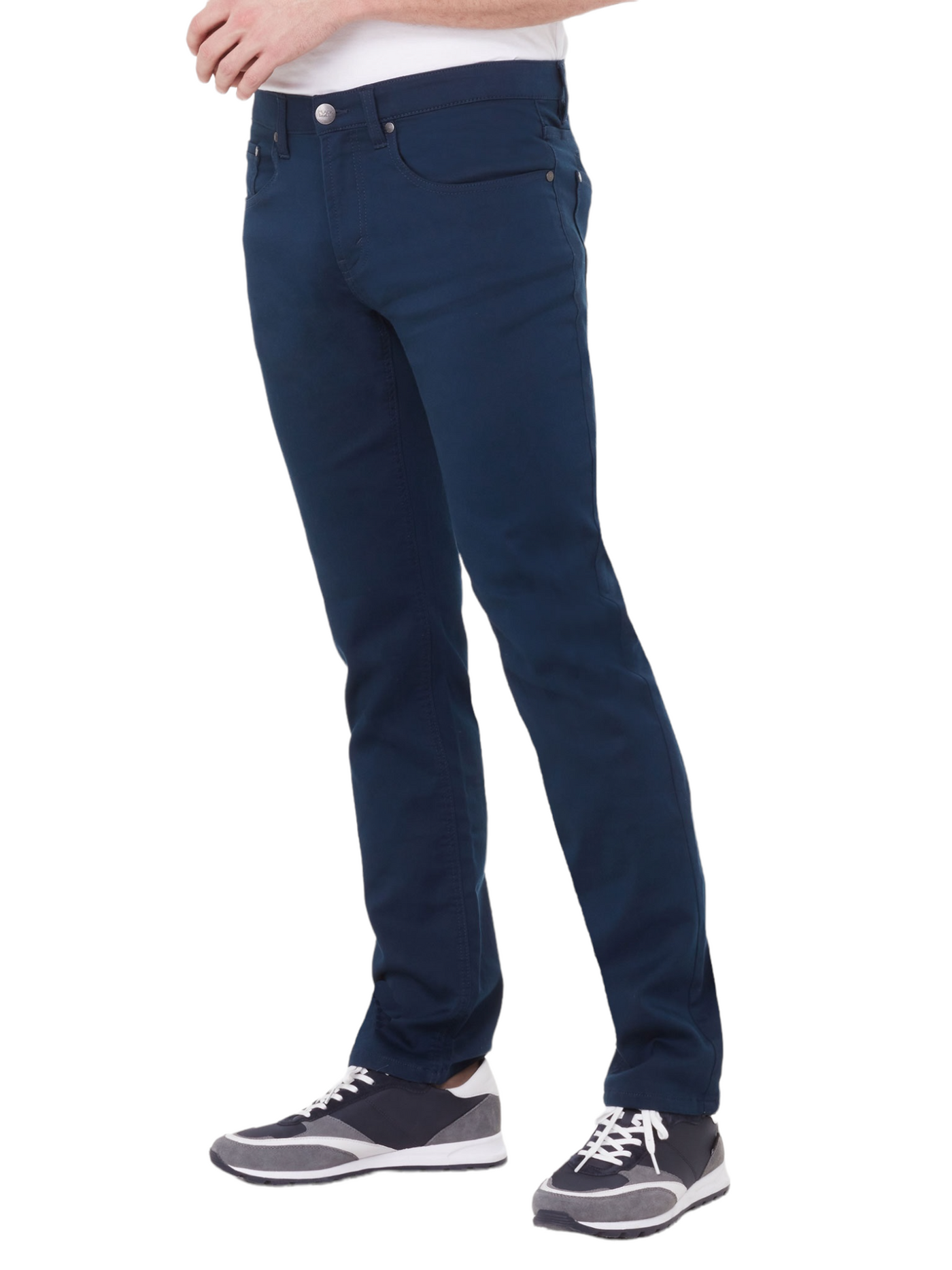 Pantalon de coton extensible marine coupe semi-ajustée