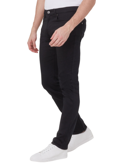 Pantalon de coton extensible noir coupe semi-ajustée