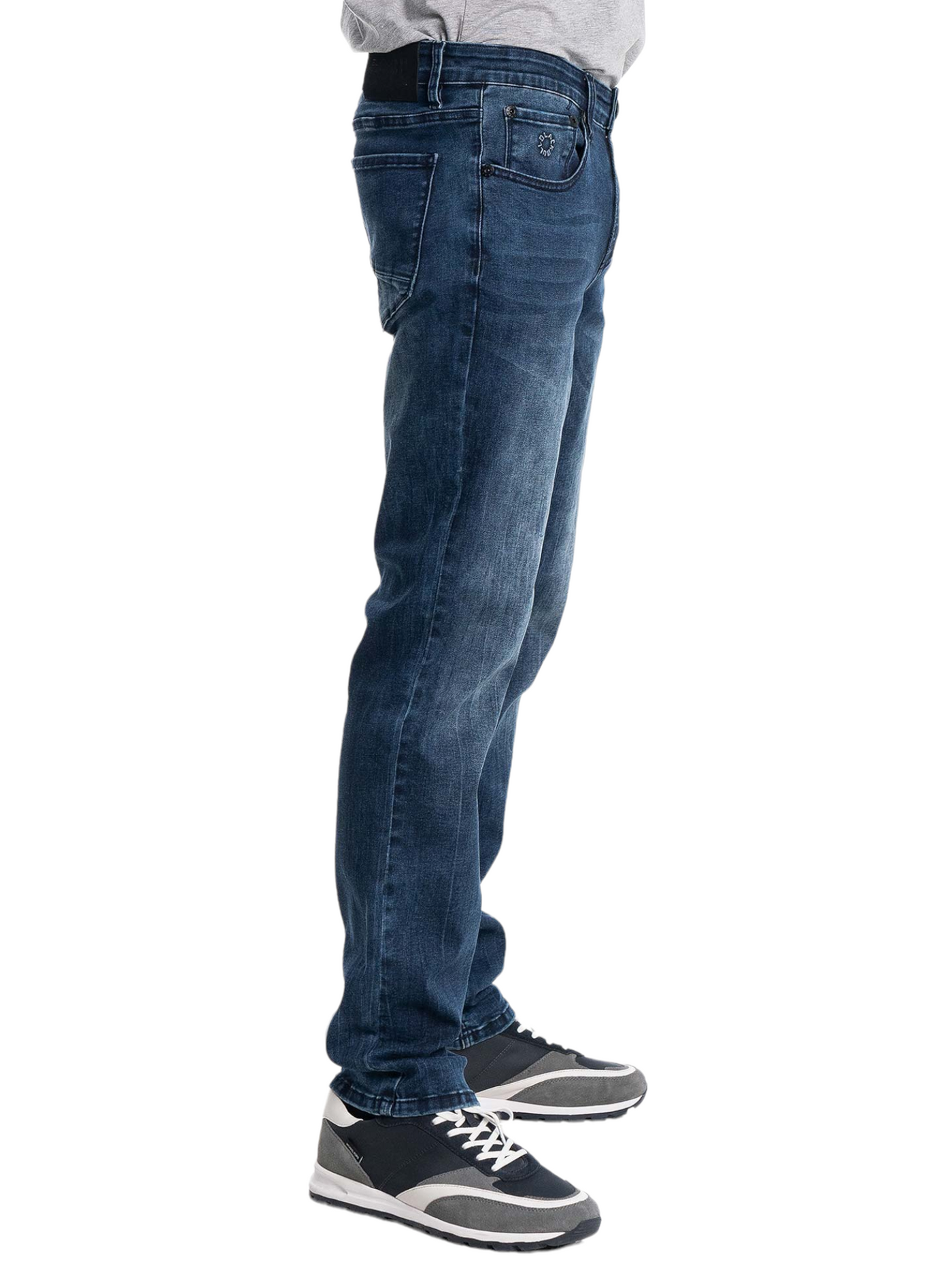 Jeans bleu délavé coupe ajustée