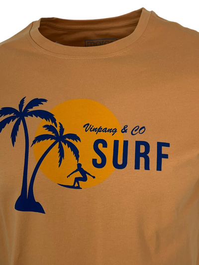 T-shirt col rond rouille imprimé Surf
