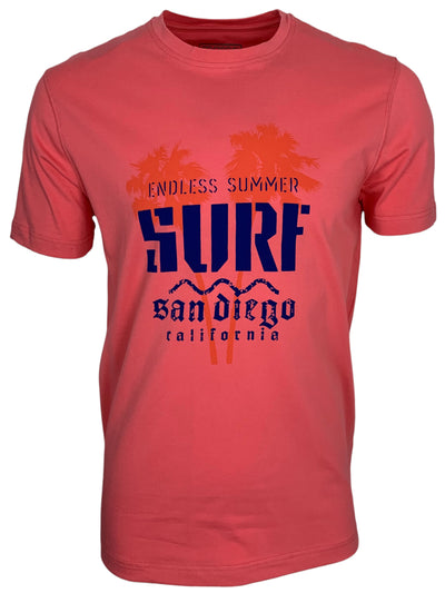 T-shirt col rond corail imprimé Surf