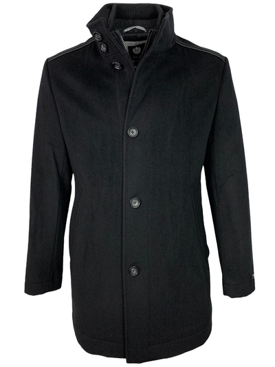 Manteau double col noir en laine Campbell