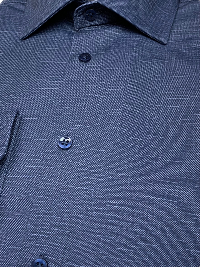 Chemise bleue chinée extensible à manches longues