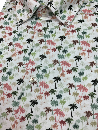 Chemise manches courtes extensible à motif de palmiers
