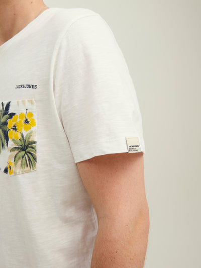 T-shirt blanc à poche imprimée floral Venice