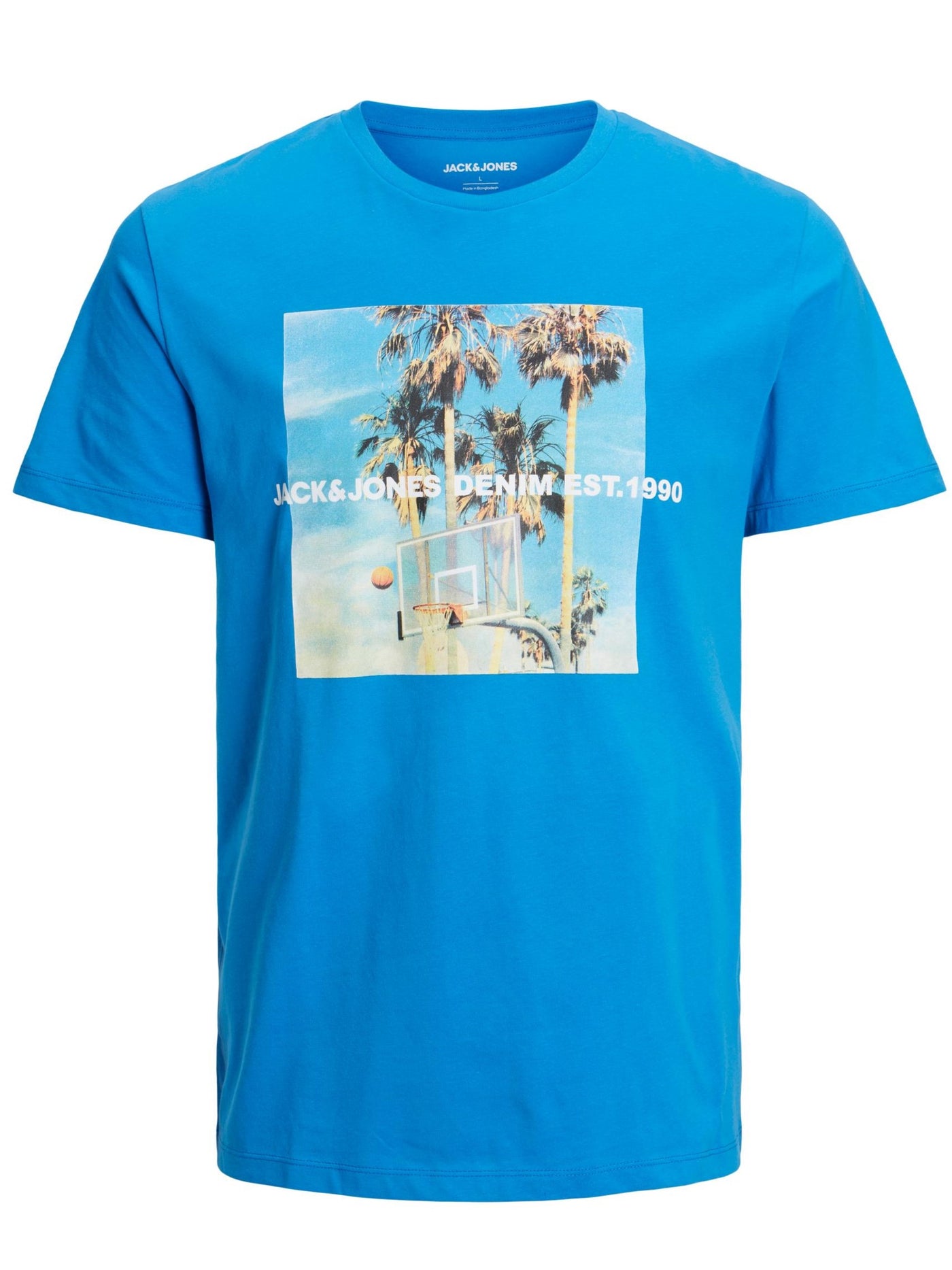 T-shirt bleu imprimé palmier Gem