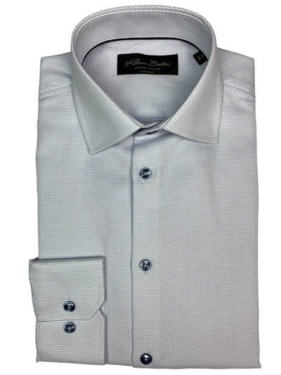 Chemise habillée manches longues blanche à micro motif