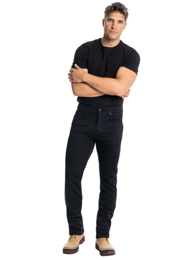 Jeans noir doublé coupe semi-ajustée