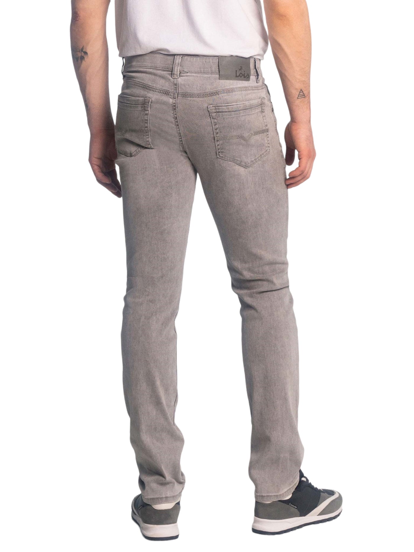 Jeans gris délavé extensible coupe ajustée
