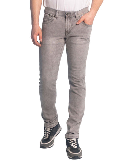 Jeans gris délavé extensible coupe ajustée