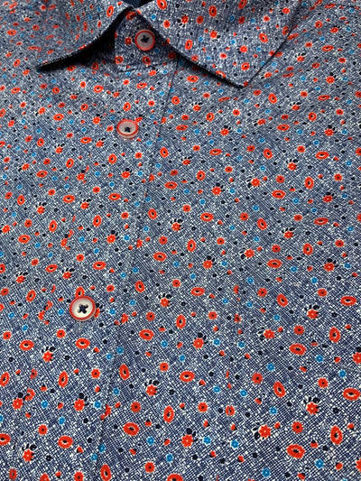 Chemise à manches courtes bleue à imprimé de fleurs
