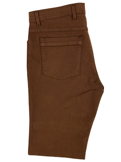 Pantalon cuivre à motif chevrons coupe semi-ajustée