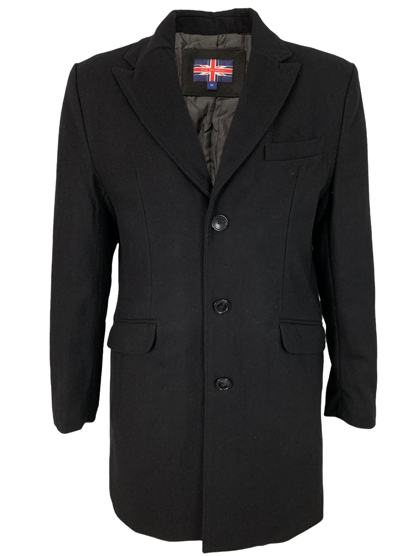 Manteau long noir en laine mélangée