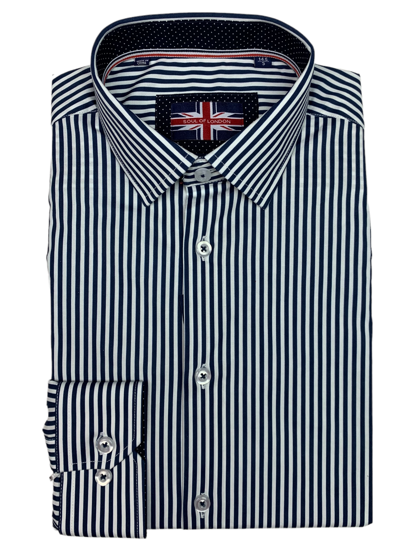 Chemise manches longues marine à rayures verticales