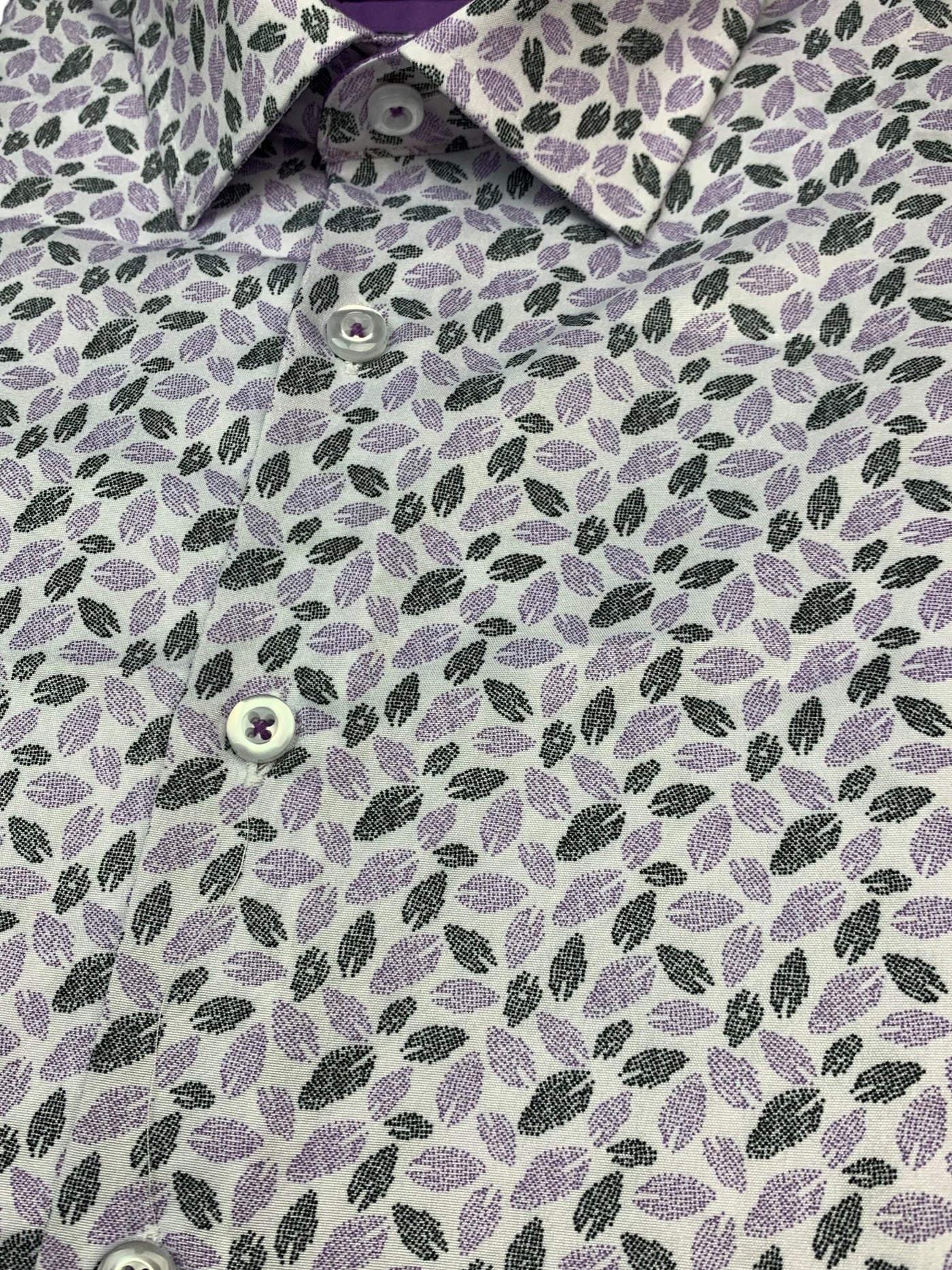 Chemise manches courtes performante lilas à motif
