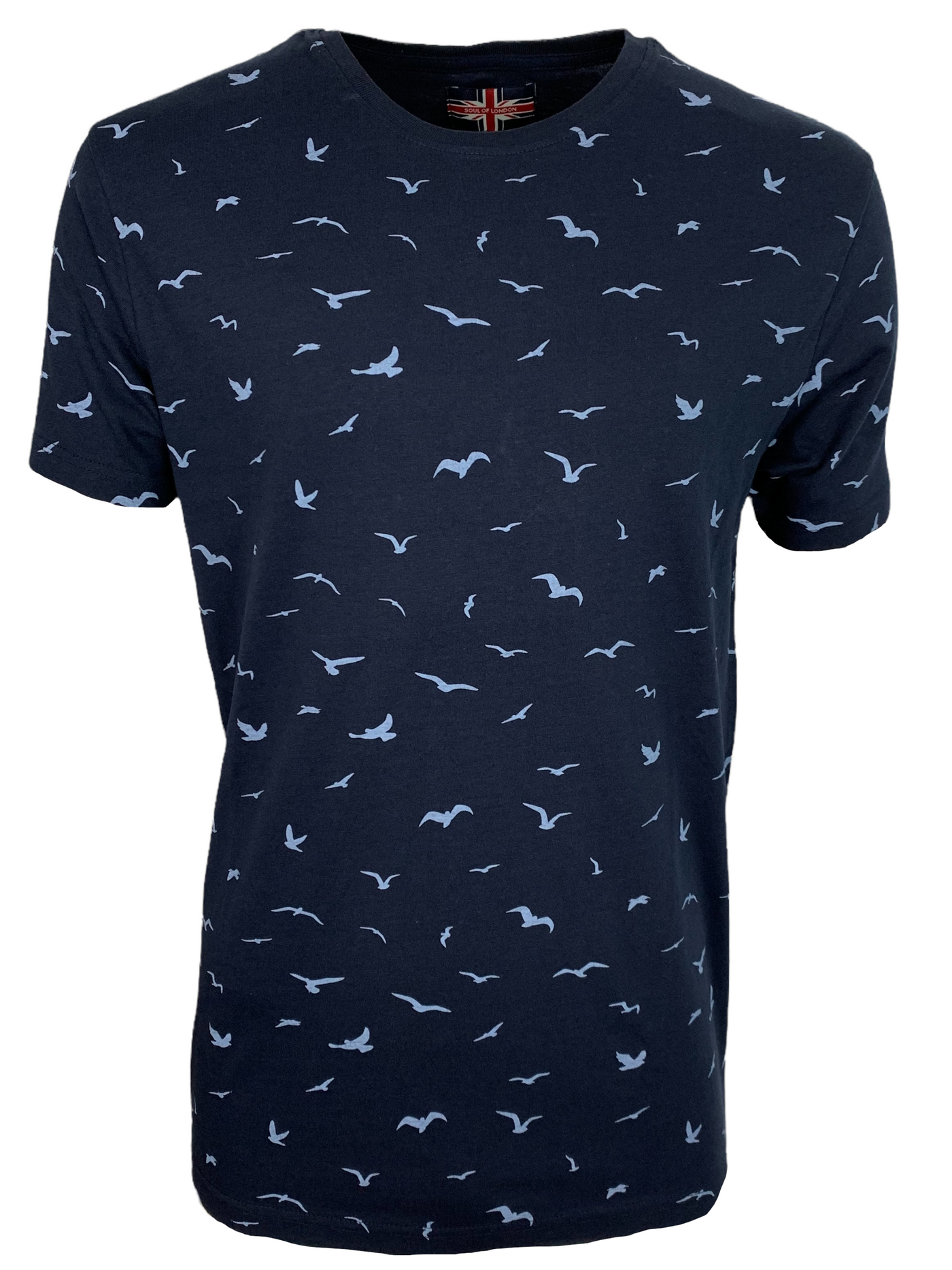 T-shirt marine à motif d'oiseaux