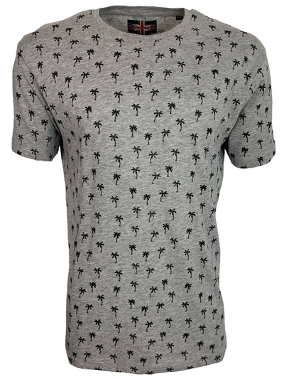 T-shirt gris à motif de palmiers