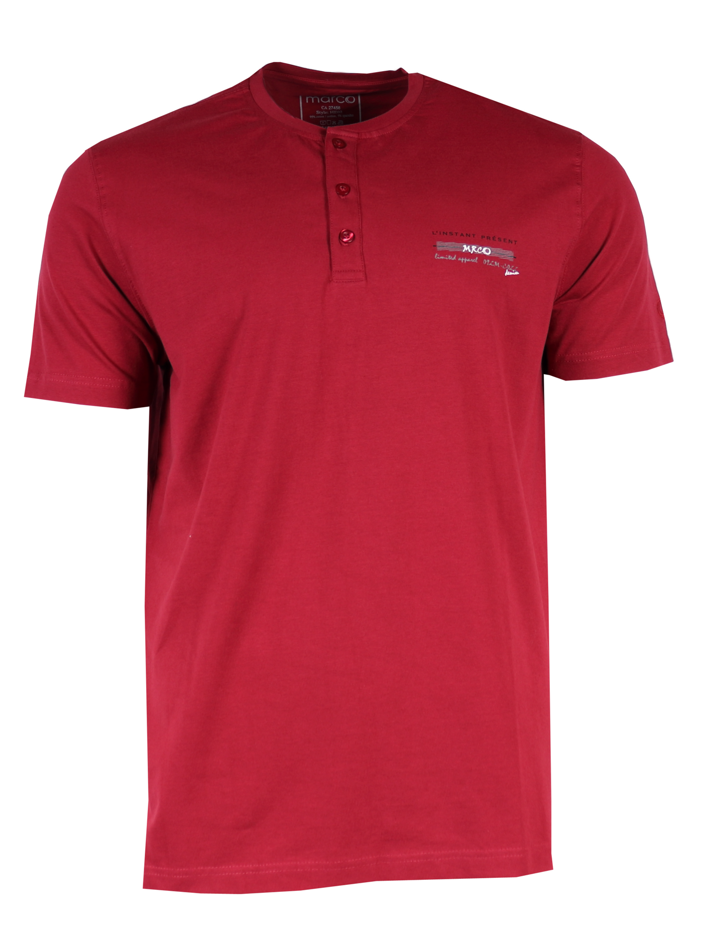 T-shirt col henley rouge